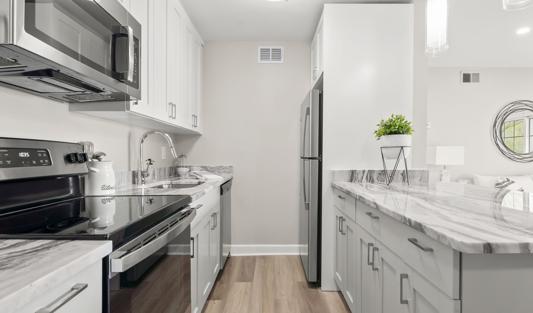 The renovated kitchen at Countryside Apartments.